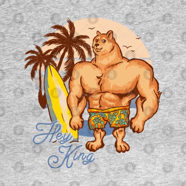 Swole Doge at the Beach (Blue) by anycolordesigns